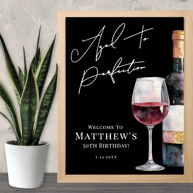 Póster Cartel de bienvenida para fiesta de cumpleaños Env (Aged To Perfection Birthday Party Welcome Sign)