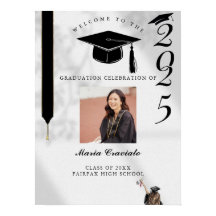 Cartel de bienvenida para fiesta de graduación con