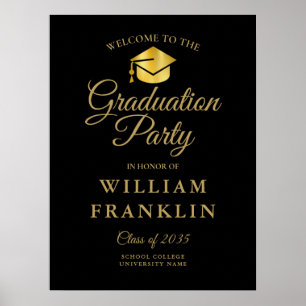 Póster Cartel de bienvenida para fiesta de graduación en