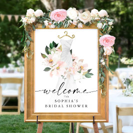 Póster Cartel de bienvenida para fiesta de novia con flor