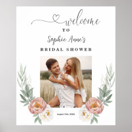 Póster Cartel de bienvenida para fiesta de novia con flor