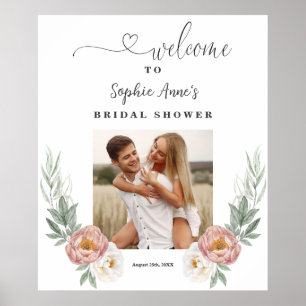 Póster Cartel de bienvenida para fiesta de novia con flor