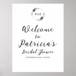 Póster Cartel de bienvenida para fiesta de novia con flor