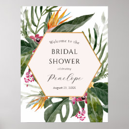 Póster Cartel de bienvenida para fiesta de shower floral 