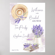 Cartel de bienvenida para fiesta de té de lavanda