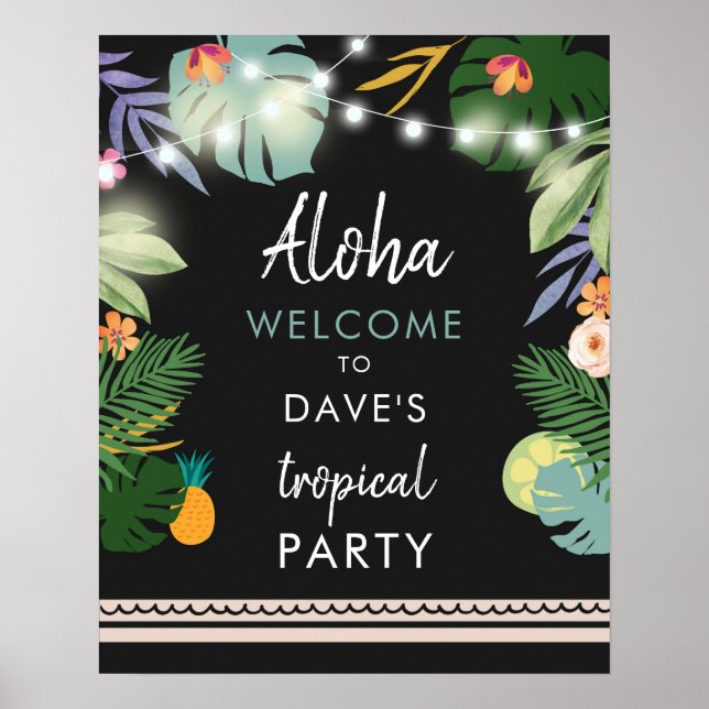 Póster Cartel de bienvenida para fiesta hawaiana Tropical (Frente)