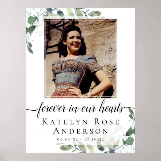 Póster Cartel de bienvenida para funeral con eucalipto fo (Frente)