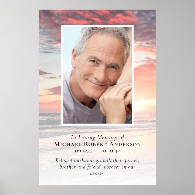 Póster Cartel de bienvenida para funeral con foto al atar (Frente)