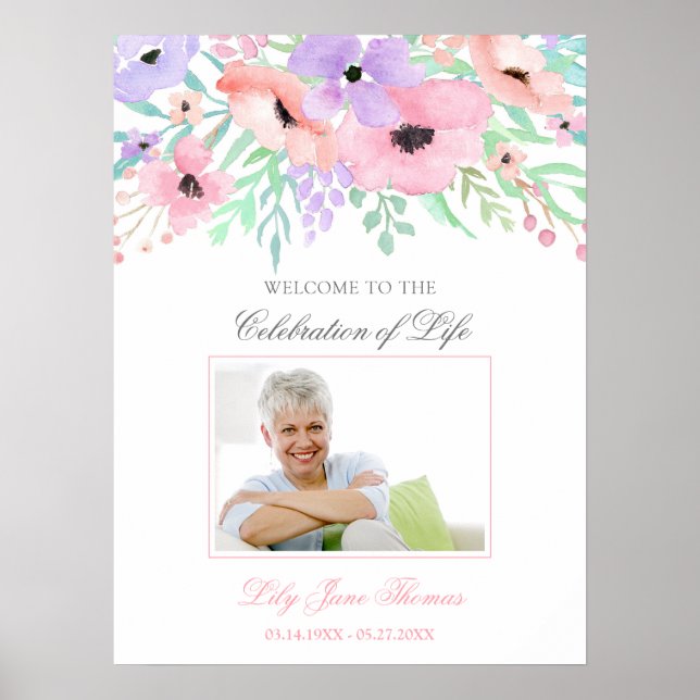Póster Cartel de bienvenida para funeral de flores en acu (Frente)
