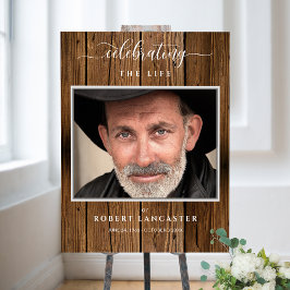 Póster Cartel de bienvenida para funeral de madera rústic
