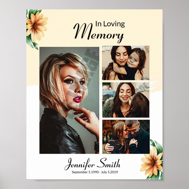 Póster Cartel de bienvenida para funeral Foto Collage (Frente)