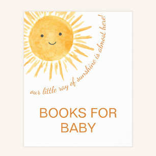 Póster Cartel de Bienvenida para la Ducha de Bebé Libros 