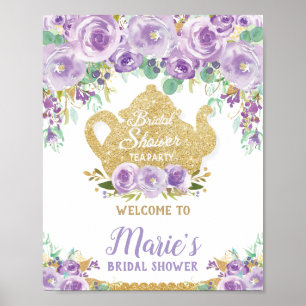 Póster Cartel de bienvenida para la fiesta de té floral m
