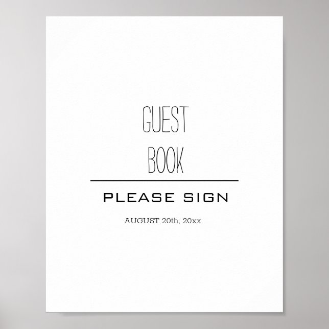 Póster Cartel de bienvenida para libro de invitados elega (Frente)