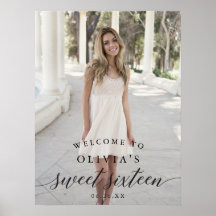 Cartel de bienvenida para Sweet Sixteen con foto