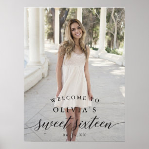 Póster Cartel de bienvenida para Sweet Sixteen con foto