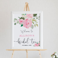 Cartel de bienvenida para té floral de novia con v
