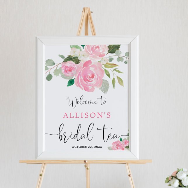 Póster Cartel de bienvenida para té floral de novia con v (Subido por el creador)