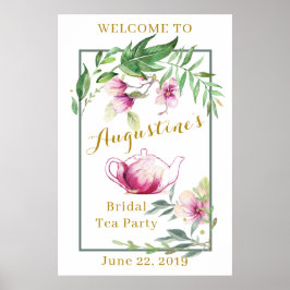 Póster Cartel de bienvenida para té nupcial de magnolia y