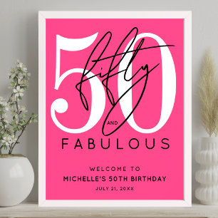 Póster Cartel de Bienvenida por 50 Cumpleaños Fantásticos