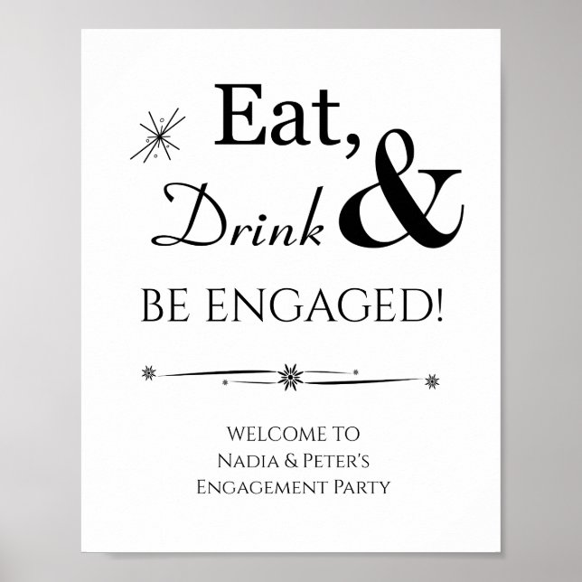 Póster Cartel de bienvenida retro Eat Drink and Be Engage (Frente)