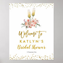 Cartel de bienvenida Romántico Dorado Brindis por 