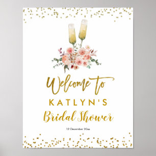 Póster Cartel de bienvenida Romántico Dorado Brindis por 
