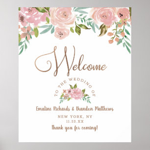 Póster Cartel de bienvenida Rosa Atractiva Vintage Polvo