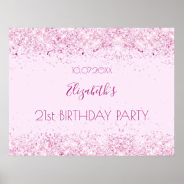 Póster Cartel de bienvenida rosa de la fiesta de cumpleañ