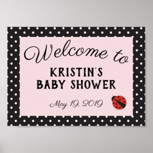 Póster Cartel de bienvenida rosa para baby shower de mari
