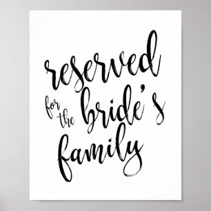 Póster Cartel de boda 8x10 reservado para la familia de l