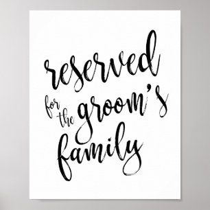 Póster Cartel de boda 8x10 reservado para la familia del 