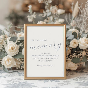 Póster Cartel de boda Azul Polvoriento Suave En Memoria A