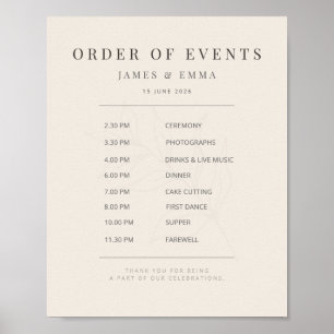 Póster Cartel de boda botánico minimalista beige suave
