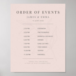 Póster Cartel de boda botánico minimalista | Rubor cálido