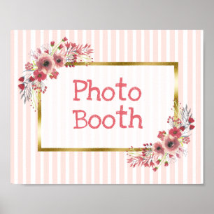 Póster Cartel de boda cabina de fotos aspecto pizarra