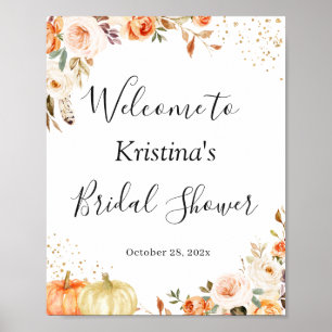 Póster Cartel de boda con flores doradas de otoño