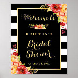 Póster Cartel de boda con hojas florales de otoño rústico