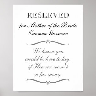 Póster Cartel de boda conmemorativo de la madre de la nov