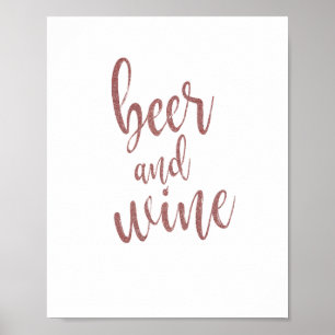 Póster Cartel de boda de 8x10 con brillo en rosa dorado p