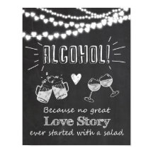 Cartel de boda de alcohol firma gran historia de a
