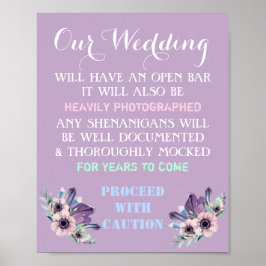 Póster Cartel de boda de barra abierta floral divertido e