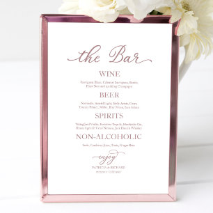 Póster Cartel de boda de caligrafía de oro rosa de barra