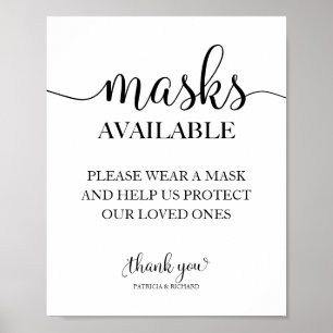 Póster Cartel de boda de caligrafía simple Máscaras Dispo