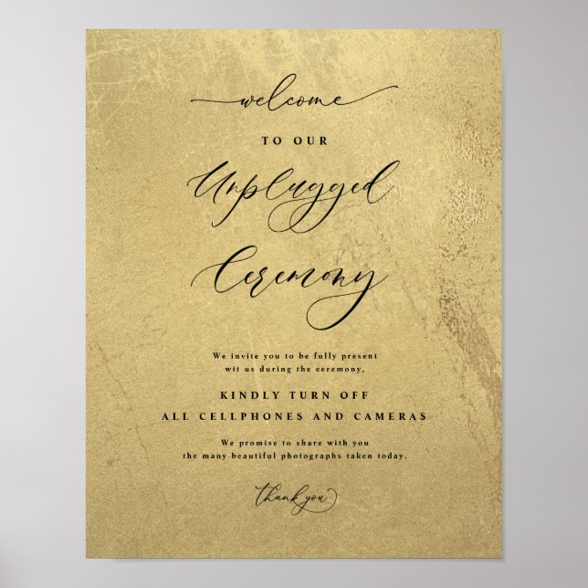 Póster Cartel de boda de ceremonia desconectada en negro  (Frente)