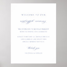 Cartel de boda de ceremonia sin dispositivos Blue
