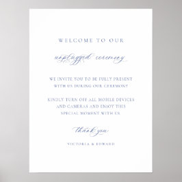 Póster Cartel de boda de ceremonia sin dispositivos Blue 