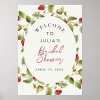 Cartel de boda de flores de fresa silvestre dulce
