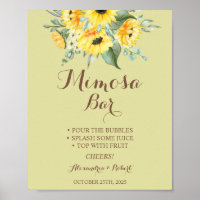 Cartel de boda de girasoles y vegetación del bar M