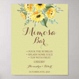 Póster Cartel de boda de girasoles y vegetación del bar M